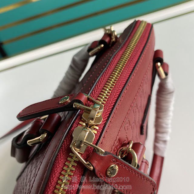Gucci古馳包包 G家新款女包 款號:449654 古奇大紅壓花皮手提肩背女包 Gucci小號貝殼包  gdj1306